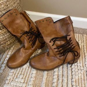 Brown tie booties